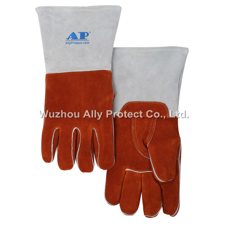 AP-2900 Coffee Patched Palm Welding Leather Gloves