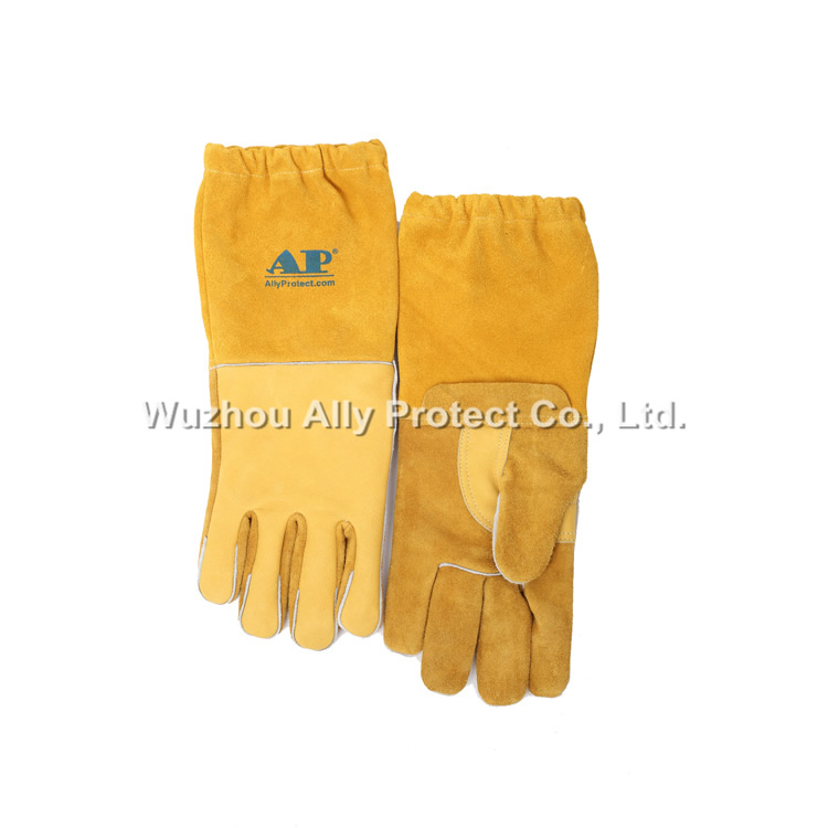 AP-2755 Yellow & Golden Grain Calfskin W/Split Cowhide Cuffs